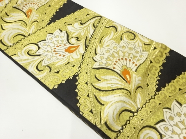 JAPANESE KIMONO / ANTIQUE FUKURO OBI / WOVEN FLORAL SARASA